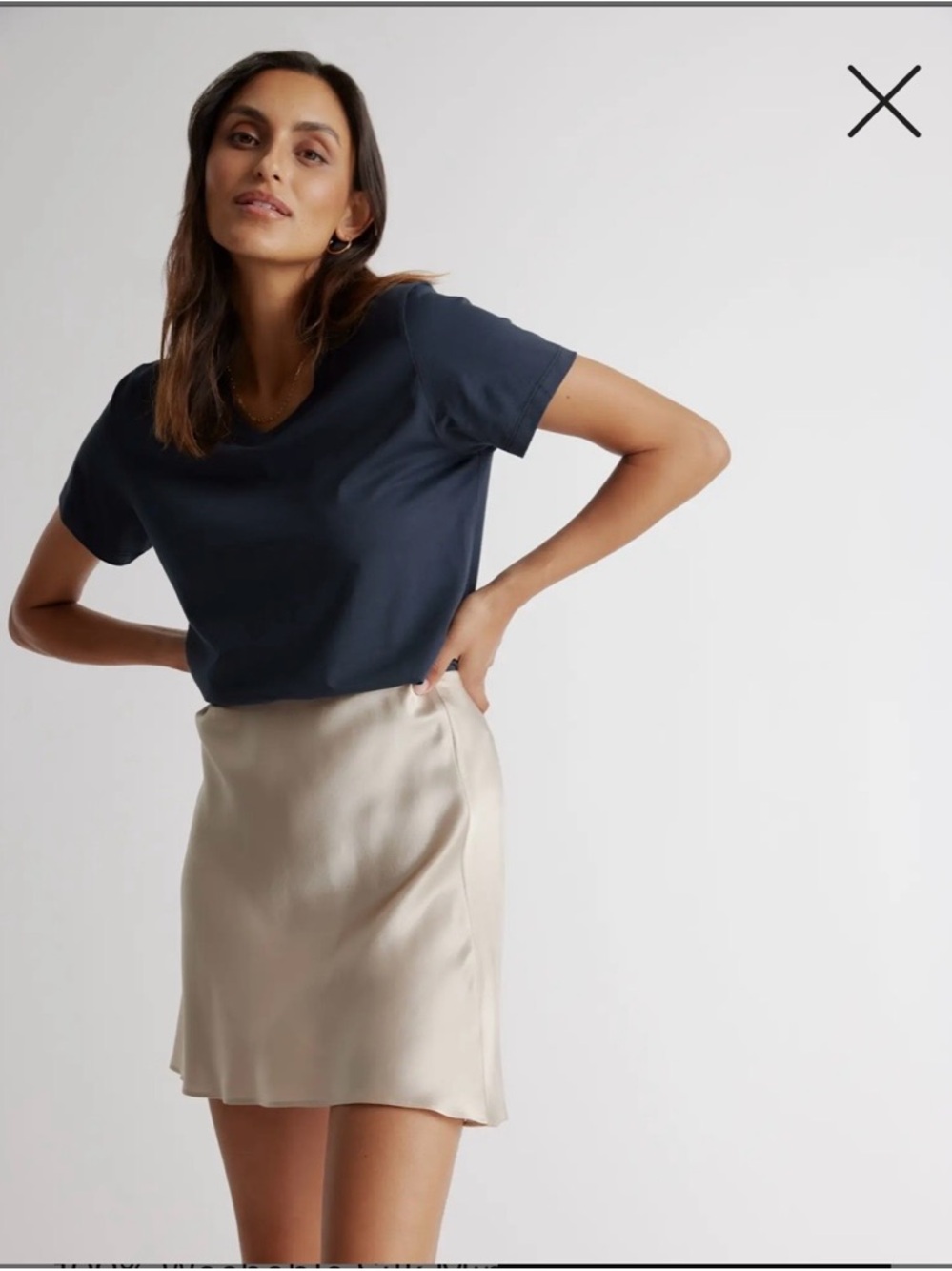 Quince Satin Mini Skirt in Light Champagne